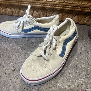 Vans Women/Men's Cream and Blue Sneakers